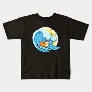 Funny Corgi Surfing- dog Surf Kids T-Shirt